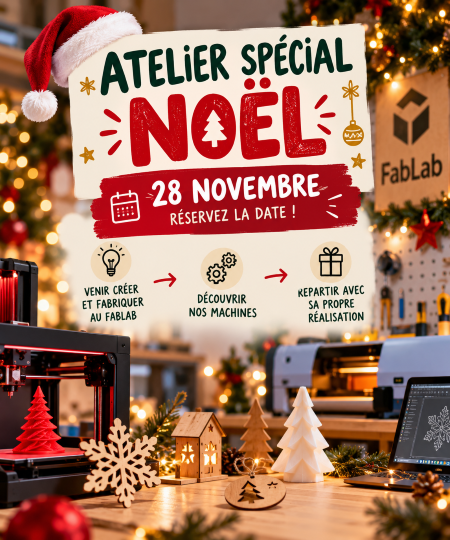 Atelier de Noël au FabLab de Genthod – création et fabrication le 28 novembre 2026